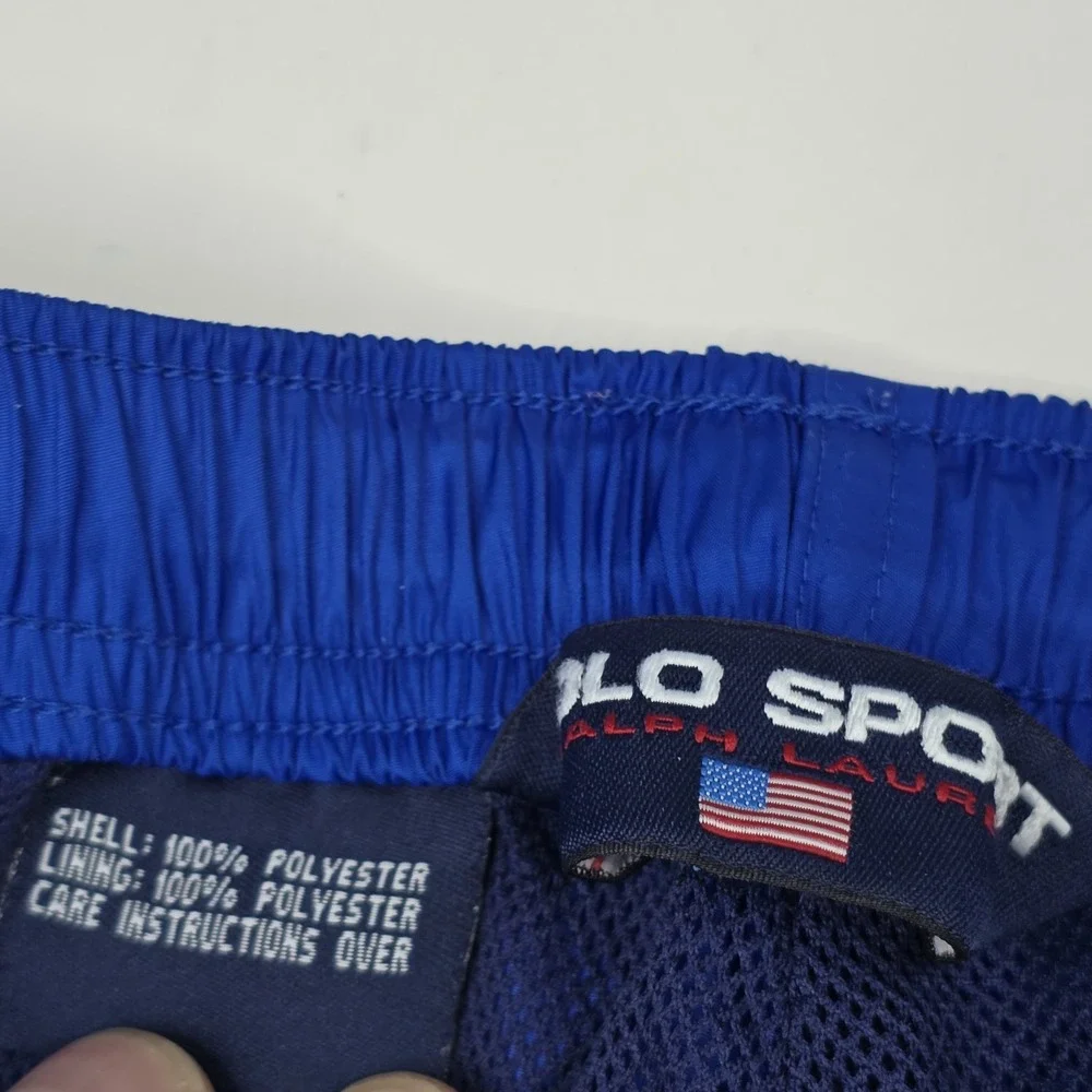 Polo Sport Ralph Lauren Pants Mens 2XL Blue White‎ Side Zip Warm Up Mesh Lined